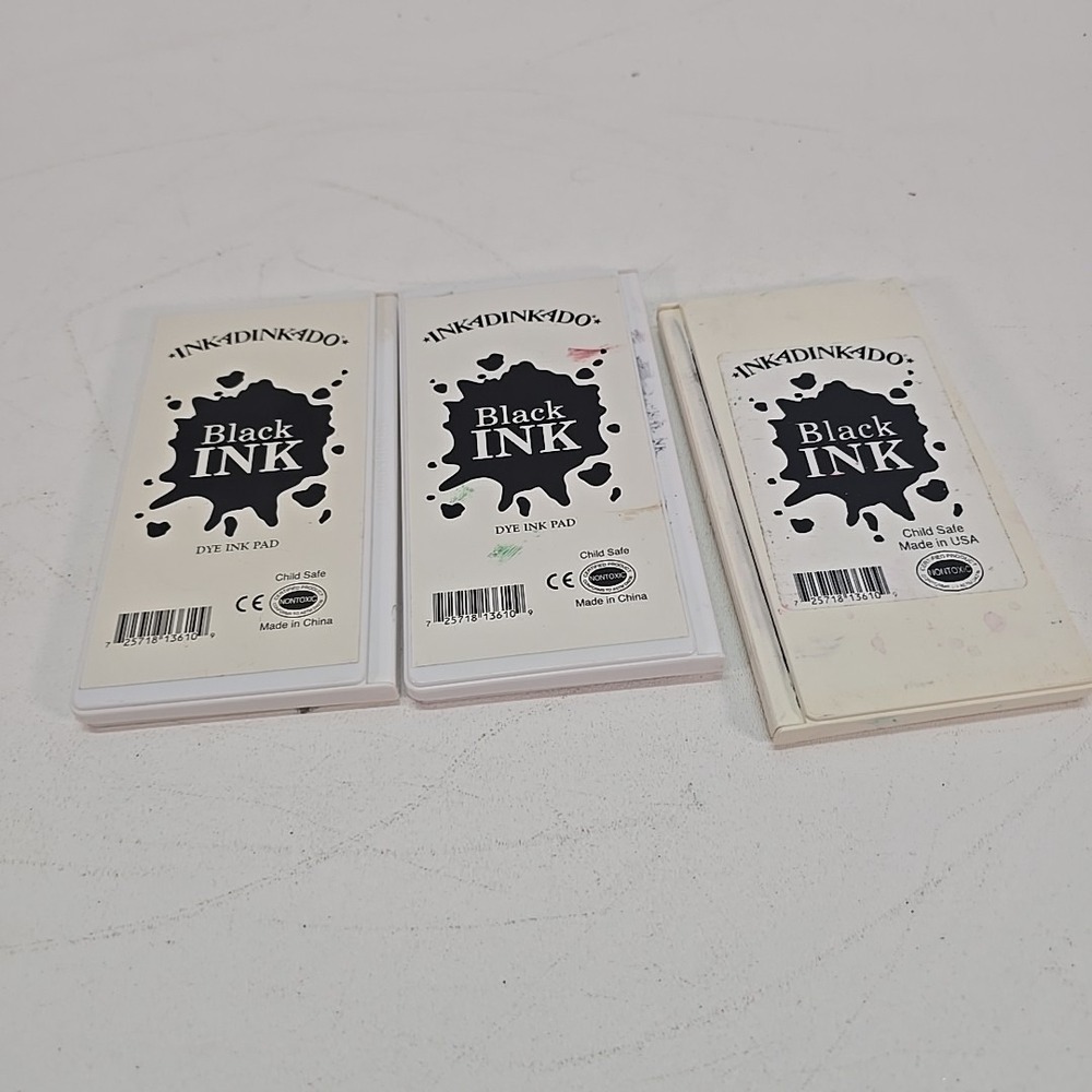 3‎ Inkadinkado Black Raised Felt Dye Ink Pads
